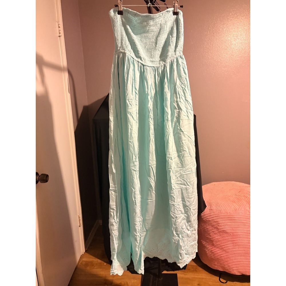 Cupshe‎ Sky Blue Tube Dress with Lace Trim Sz M